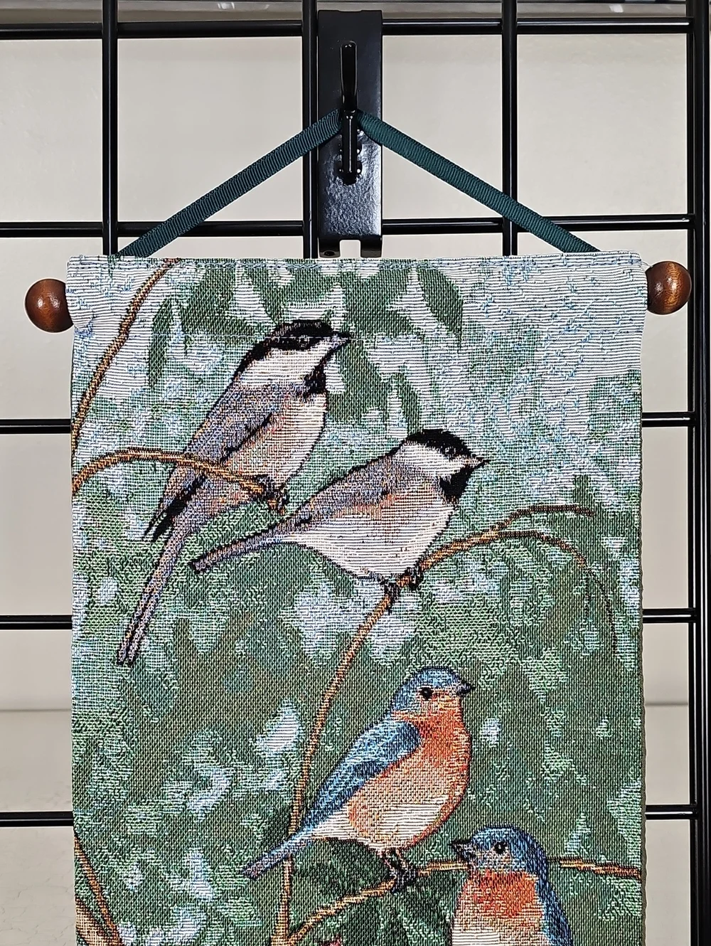 Vintage Julianna James Woven Tapestry Wall Hanging Bell Pull Birds
